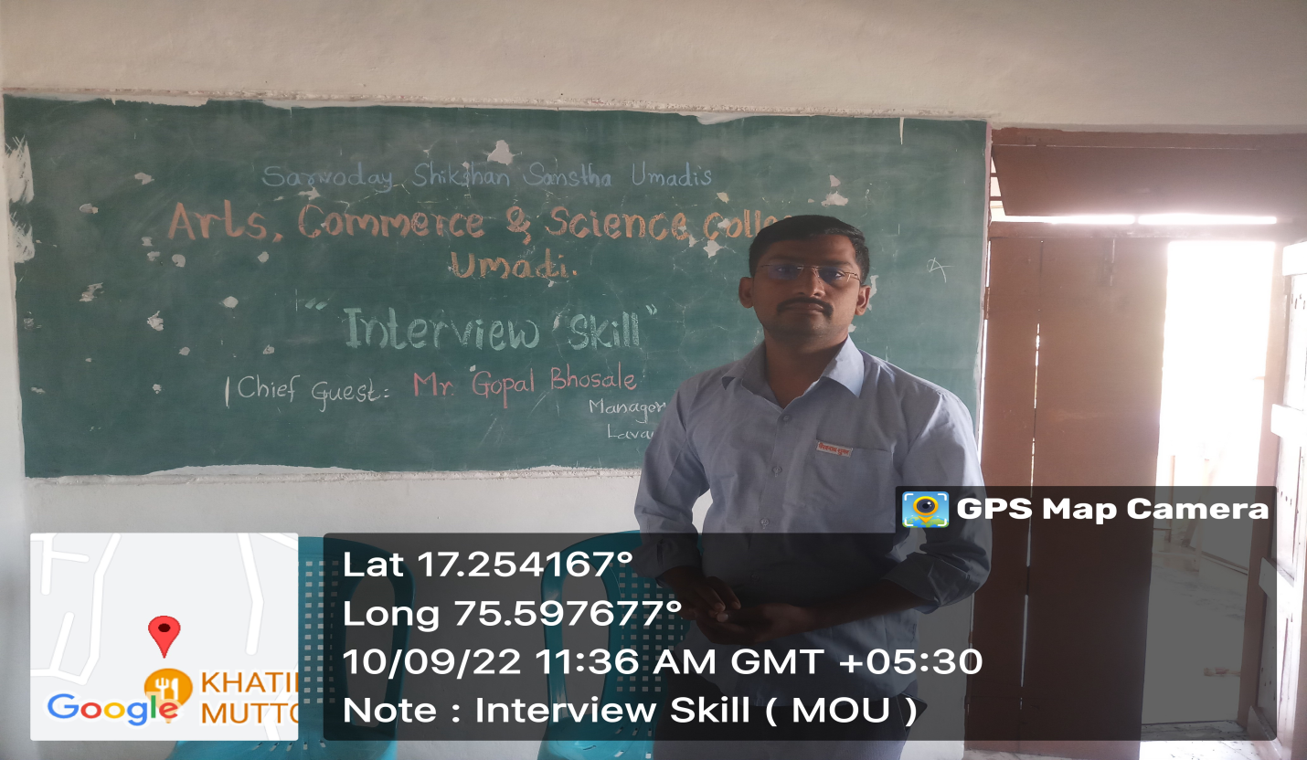 Department of Chemistry conducted by guest lecture on Interview skill ( MoU )