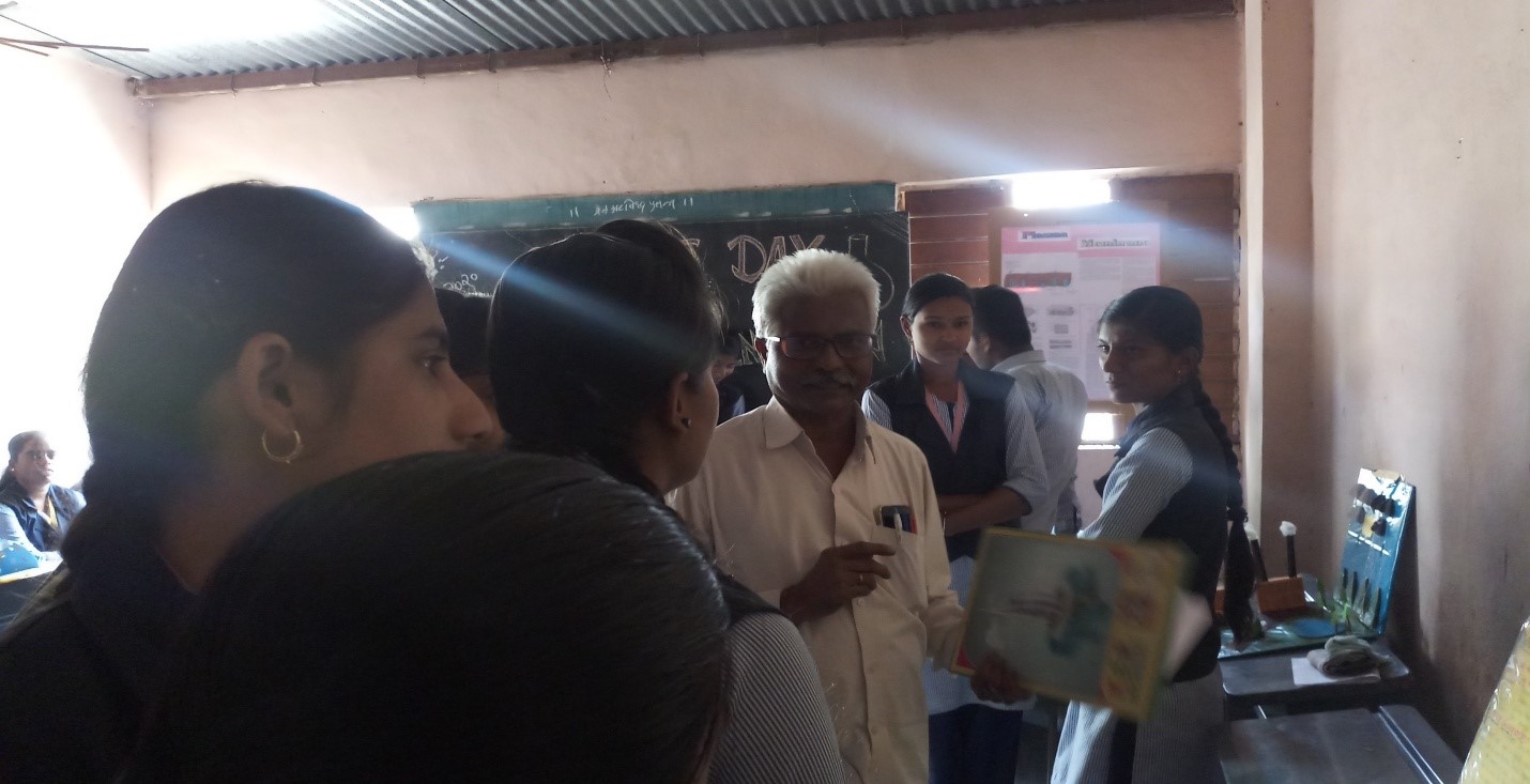 Science Exhibition conducted by Science department ( Different projects presented by the students) to the guest Shri.Sonage sir supervisor (M.V High school&jr.college,Umadi).